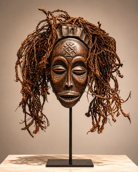 Masque traditionnel Pwo Tshokwe – Héritage de la République Démocratique du Congo